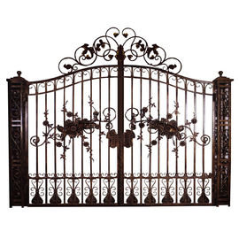 Ворота ворот оформления литого железа входа безопасностью/металла двойного входа орнаментальные